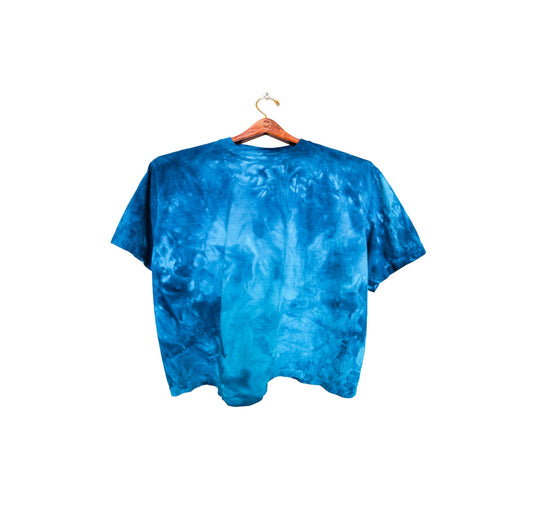 Tie Dye Shirt Crop Top - Blue